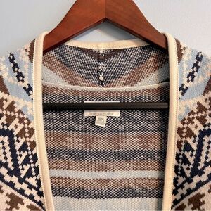 Lucky Brand Open-Front Aztec Print Cardigan Women’s Sz Medium